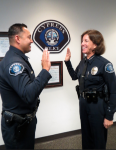 Officer David Lira is sworn in on Tuesday, Oct. 21, at the Cypress Police Department. 