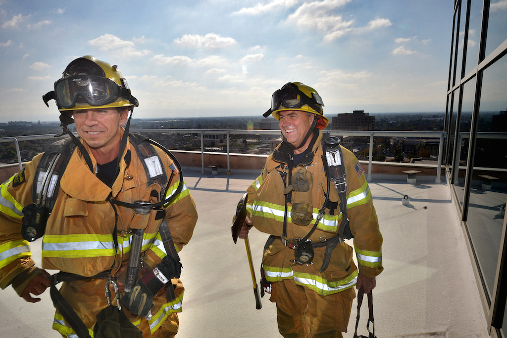 Multi-city high rise fire drill at Anaheim Fire Department Headquarters.