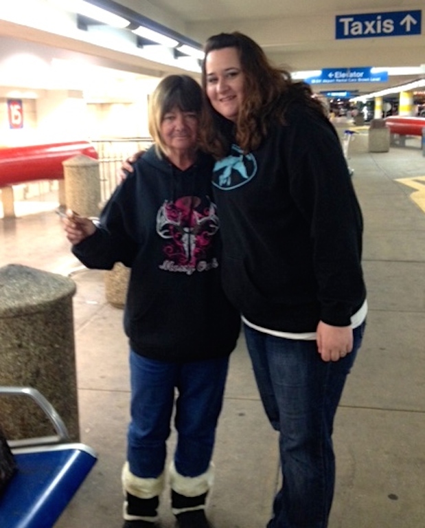 Connie Lopez with her daughter, Felicia Lopez, who met her in St. Louis at the airport. Photo courtesy of FPD