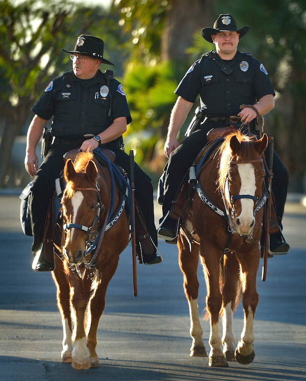 GGPD Mounted Unit rides along Harbor Blvd.