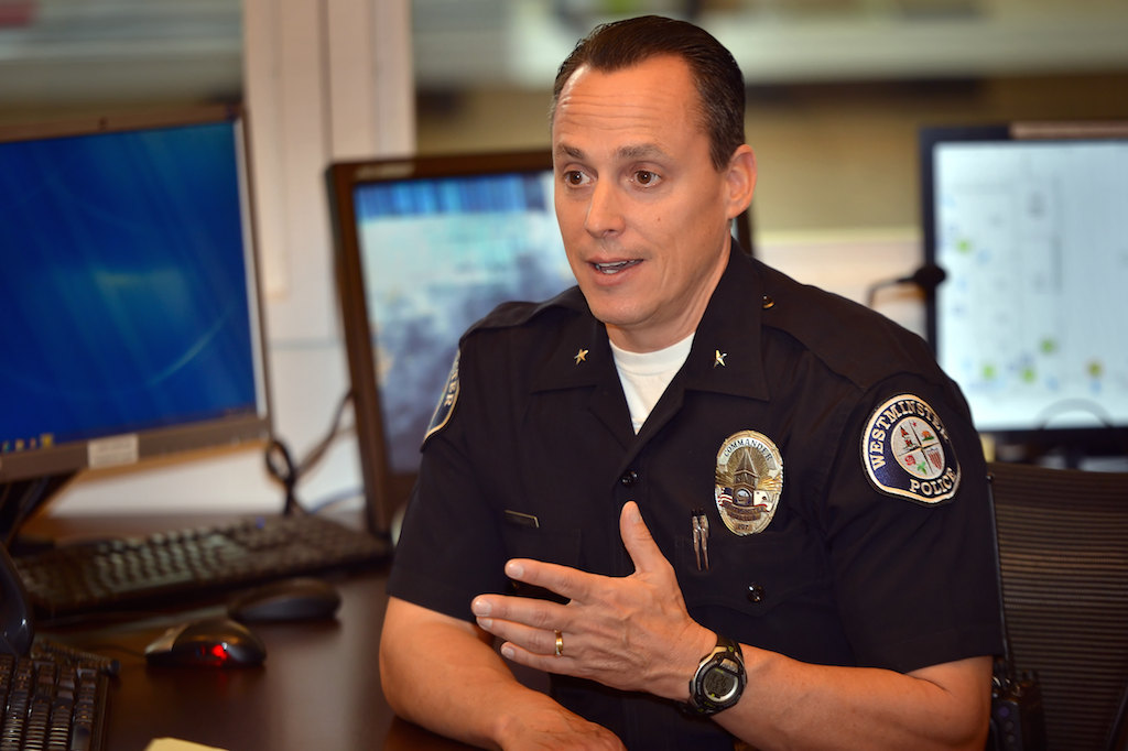 Al Panella, Commander for the Westminster Police Department talks about his career with the department. Photo by Steven Georges/Behind the Badge OC