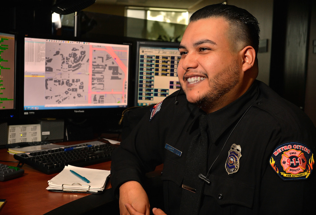 Steven Perez, Fire Dispatcher II for Metro Cities Fire Authority, talks about his experiences as a 911 fire dispatcher. Photo by Steven Georges/Behind the Badge OC
