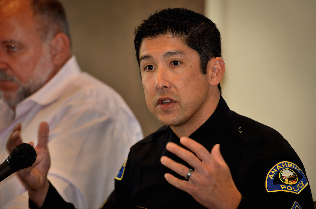 Darren Lee, Moderator and Police Sergeant for the Anaheim PD, sits on a panel discussion on mental health and how they are handled by law enforcement. Photo by Steven Georges/Behind the Badge OC
