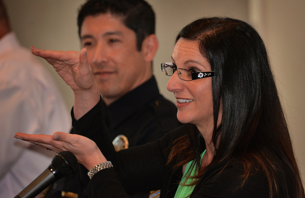 Heather Williams, Regional Peer Support Coordinator at the Orange County Sheriffs Department, on a panel discussion on mental health and how they are handled by law enforcement. Photo by Steven Georges/Behind the Badge OC