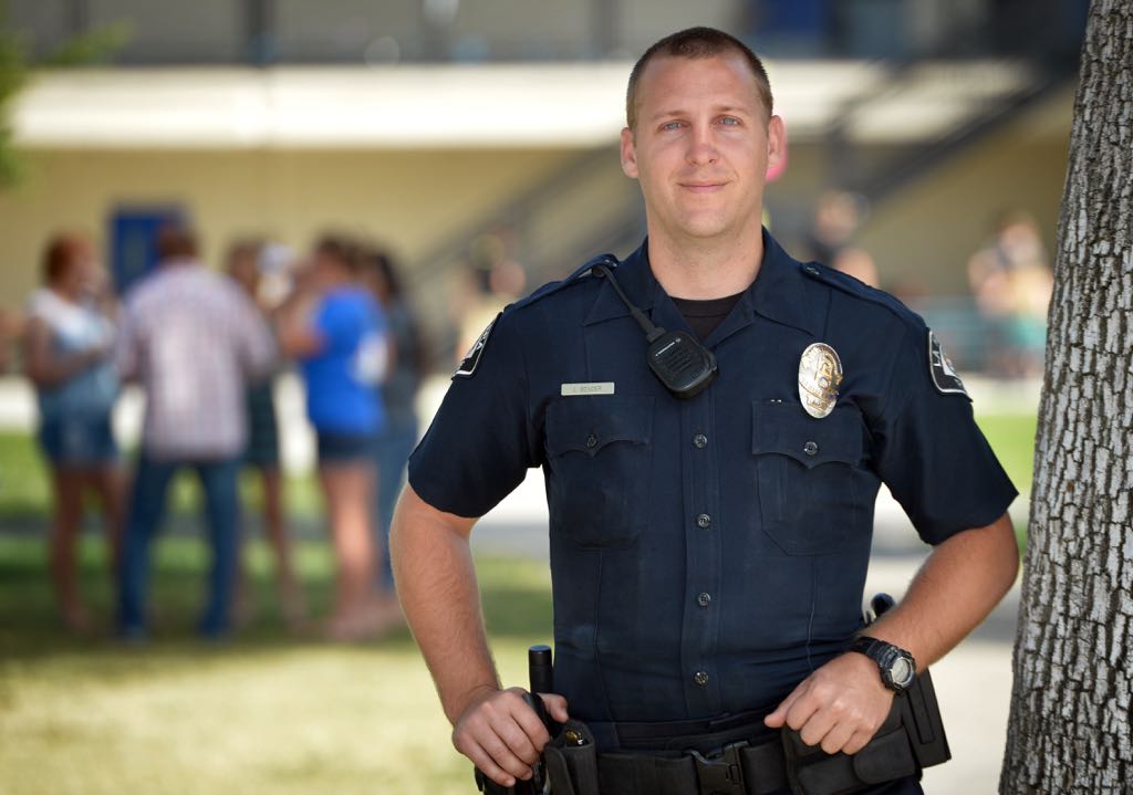 Back to school: La Habra officer polices teens at alma mater.