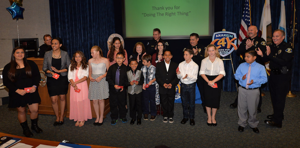 Anaheim police honors twelve youth during the Do the Right Thing awards presentation at Anaheim PD. Photo by Steven Georges/Behind the Badge OC
