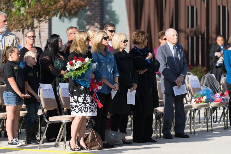 Family members of Westminster's fallen officer remember their loved ones at the annual memorial ceremony May 13. Photo by Jim Banks/Behind the Badge OC. 