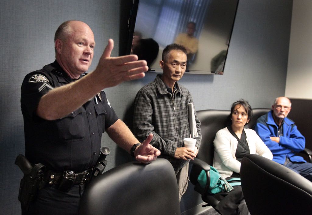 Cpl. David Morrison leads a discussion during a meeting of the Citizens' Police Academy at the La Habra Police Department.  Photo by Christine Cotter/Behind the Badge OC