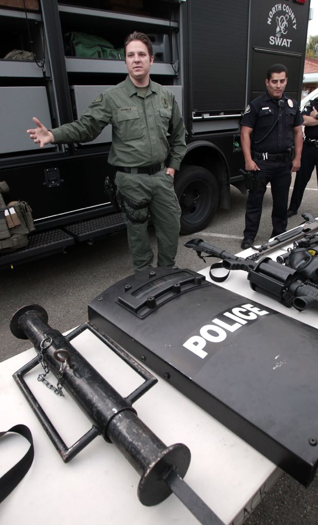 SWAT Officer Noah Daniels was on hand to educate members of the Citizens' Police Academy during a demonstration at the La Habra Police Department.   Photo by Christine Cotter/Behind the Badge OC