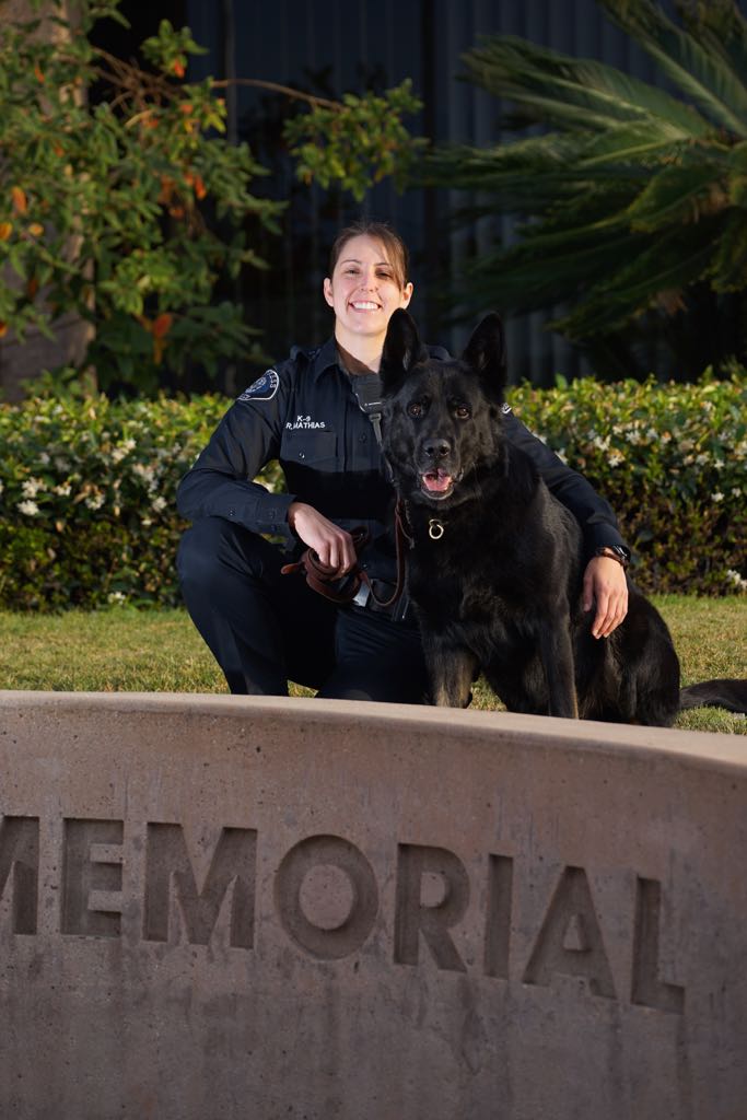 Cypress Officer Becky Mathias and her K-9 partner, Sem. 