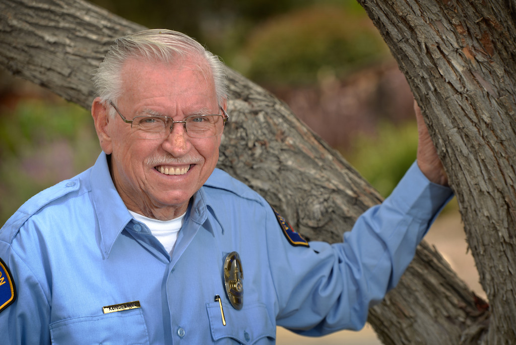 Fullerton Police RSVP Volunteer John Kunselman, who has logged in more that 4,000 hours with the Fullerton PD over the past seven years, has been honored by the Spirit of Volunteerism Awards. Photo by Steven Georges/Behind the Badge OC