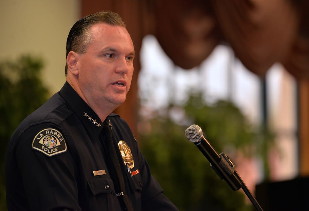 La Habra Police Chief Jerry Price addresses those gathered for the La Habra Police Department Awards & Commendations Ceremony. Photo by Steven Georges/Behind the Badge OC