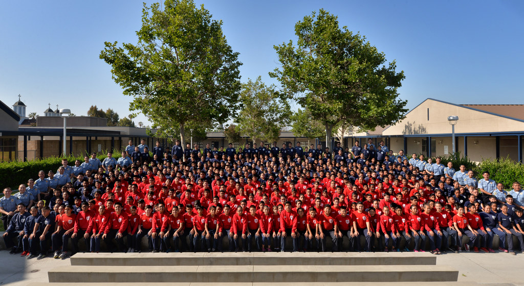 The 2015 Anaheim PD Cops 4 Kids Jr. Cadet Academy at Betsy Ross Elementary. Red shirts are the advance class and light blue shirts are Explorers. Photo by Steven Georges/Behind the Badge OC