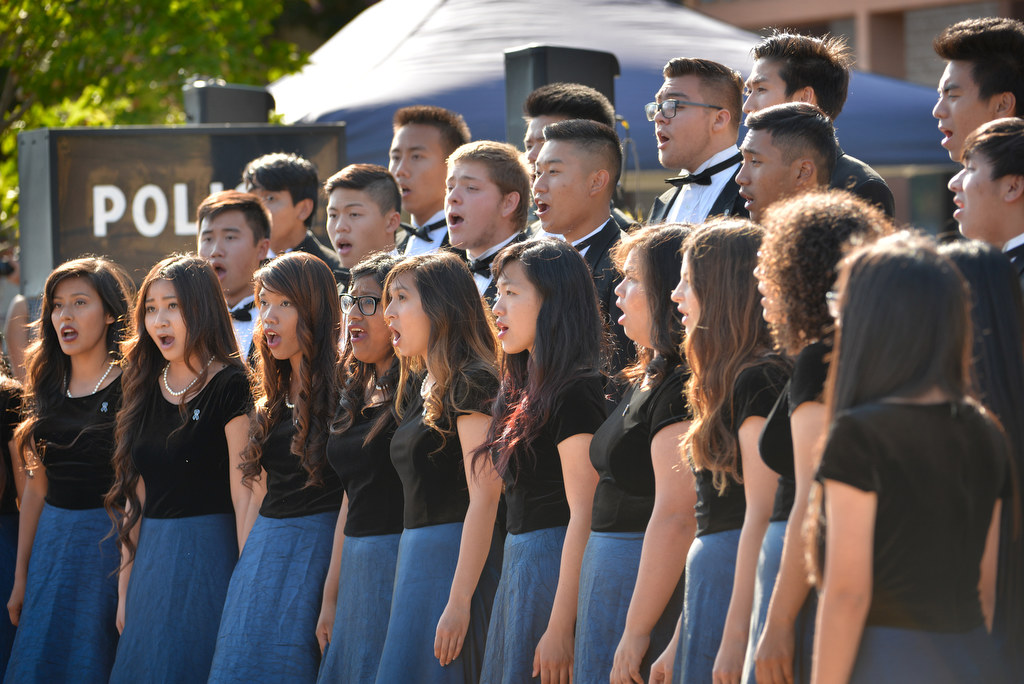 The Bolsa Grande High School Concert Choir sings the national anthem at the start of Garden Grove PD’s 28th Annual “Call to Duty” Memorial Service. Photo by Steven Georges/Behind the Badge OC