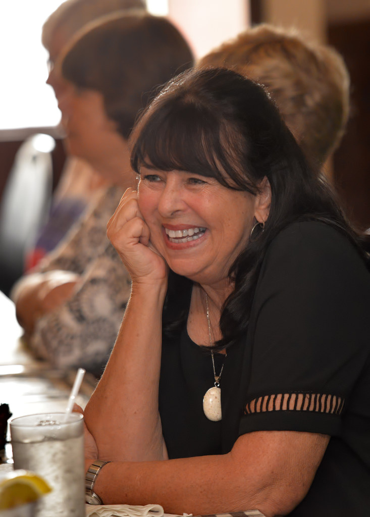 Nancy McFaul, retired GGPD crime analysts manager, talks to friends (former coworkers and their spouses) at Casa de Soto restaurant in Garden Grove. Photo by Steven Georges/Behind the Badge OC