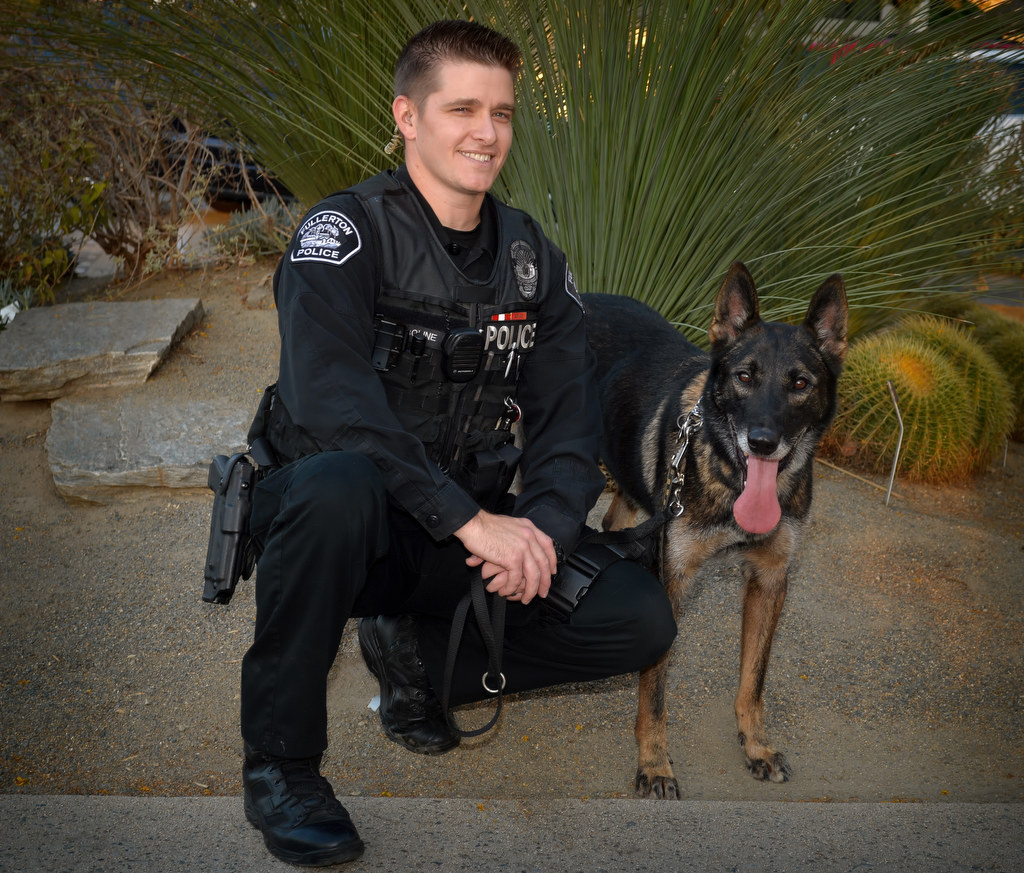 K-9 Officer James Boline of Fullerton PD and his partner Blitz who is retiring. Photo by Steven Georges/Behind the Badge OC