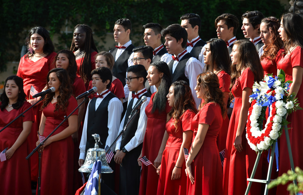 The Loara High School Choir and alumni sing during the 2015 9/11 Remembrance Ceremony at Anaheim Grand Plaza. Photo by Steven Georges/Behind the Badge OC
