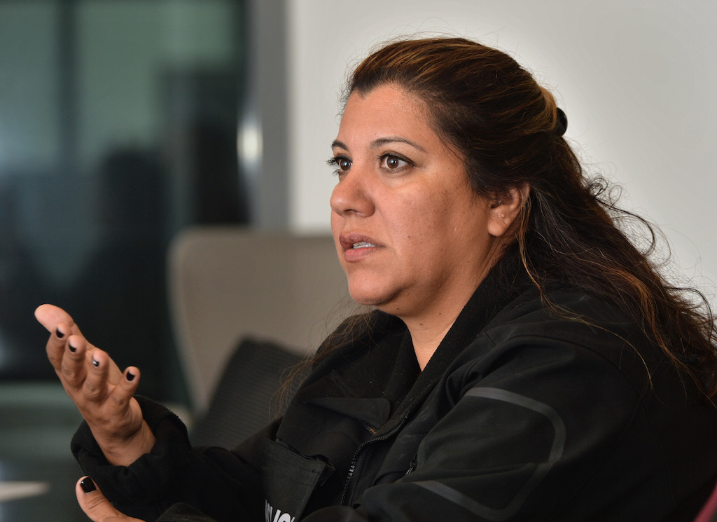 Detective Adriana Villezcas talks about her experience working with domestic violence and and what the department is doing to help the victims. Photo by Steven Georges/Behind the Badge OC