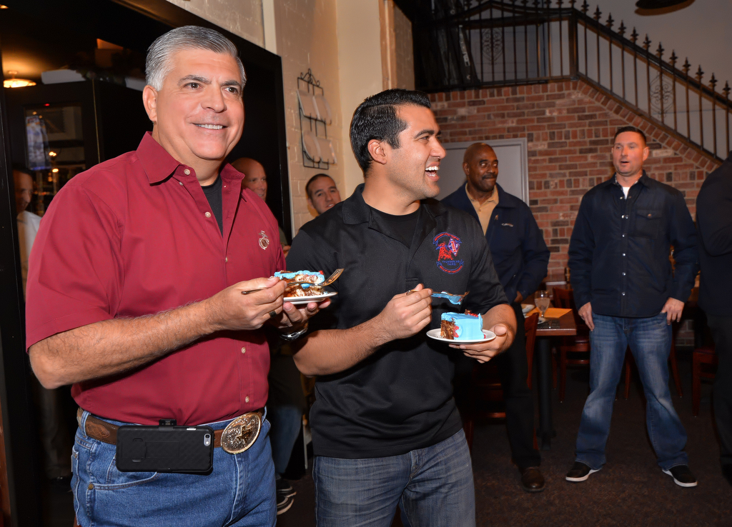 Current and retired Tustin Police Officers who served in the Marines gathered at the Tustin Grille to honor the 240th birthday of the U.S. Marine Corps.