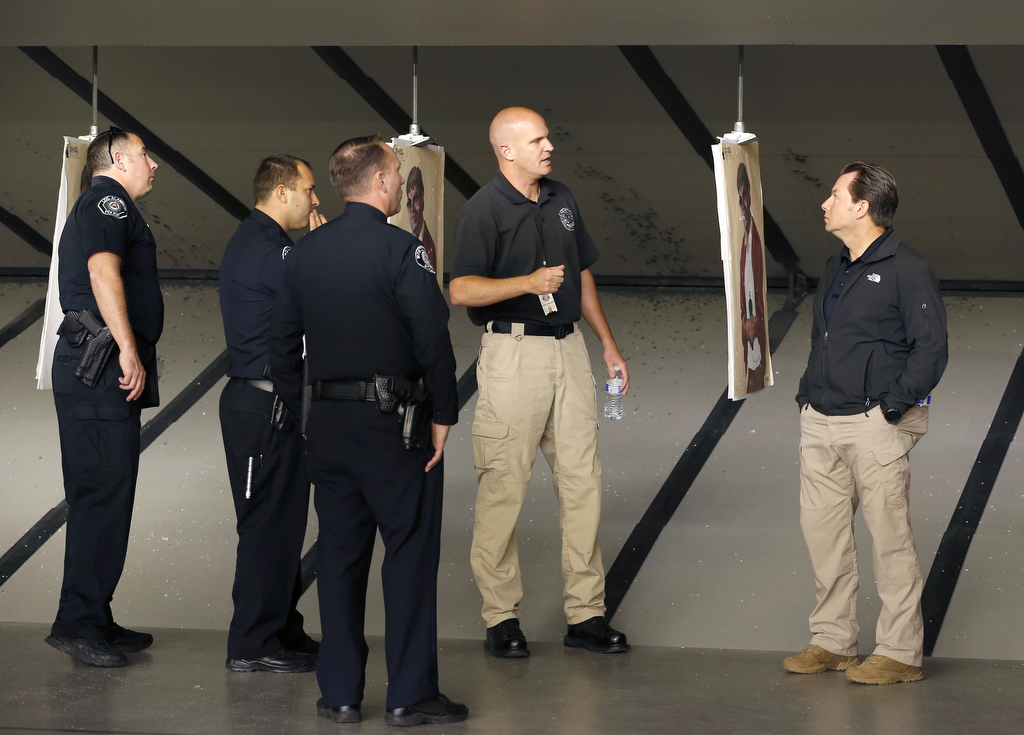 Westminster Police Department Sergeant Cord Vandergrift leads a tour of the department's new gun range during their recent  open house.  Photo by Christine Cotter/Behind the Badge OC