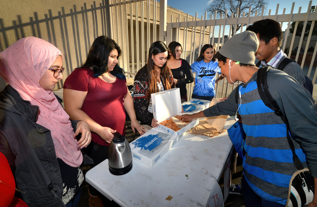Friends of Lindsey Wyatt hold a Love is Kindness donut and hot chocolate fundraiser at Valencia High School. Photo by Steven Georges/Behind the Badge OC