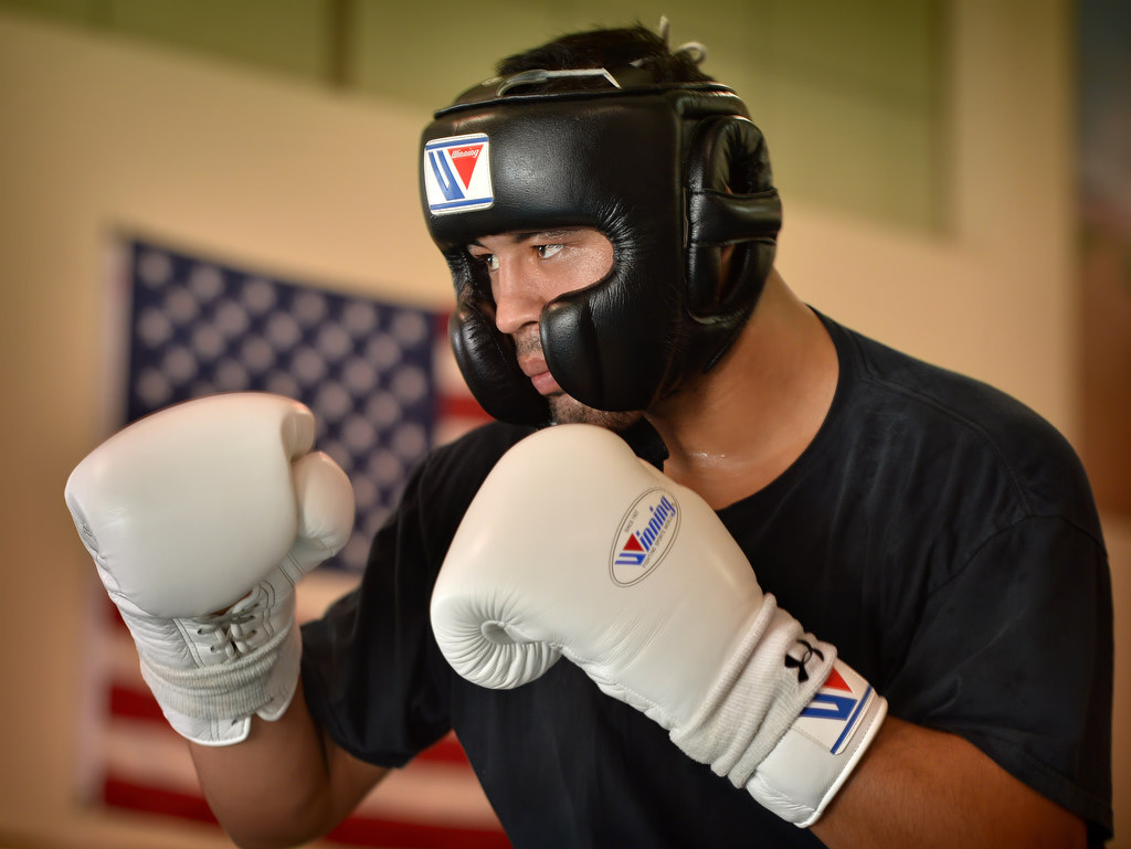Matt Reily, 21, during a sparring session at the Anaheim Boxing Club. Photo by Steven Georges/Behind the Badge OC