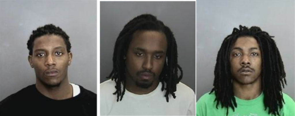 From left, suspects Teantre Millro, Jonathan Hampton and Martrell Mahone. Photos courtesy of Anaheim PD