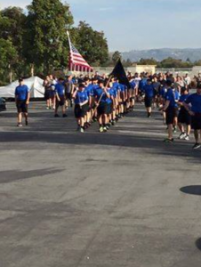 Recruits from Class 218 at the Orange County Sheriff's Training Academy lead a 5k run to honor fallen Westminster PD Officer Steve Phillips. 