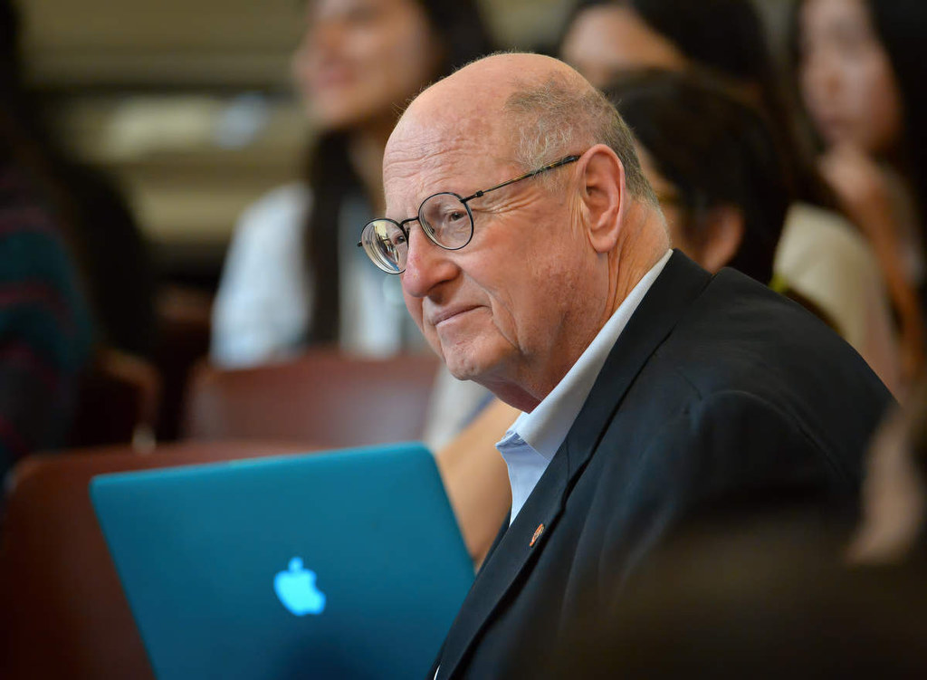 Alan Slater, court executive, Ret. (Consulting & Mentoring) attends a CSP Juvenile Diversion Peer Court session held at Santa Ana High School. Photo by Steven Georges/Behind the Badge OC