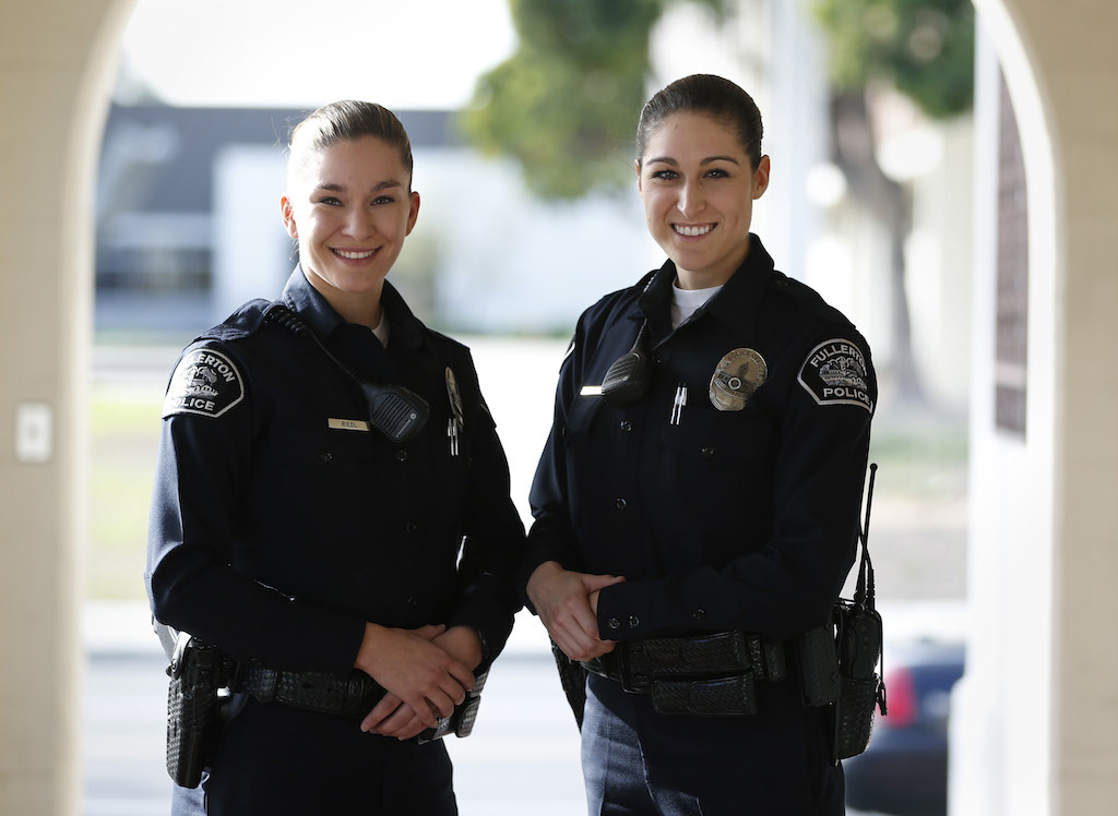Danielle Riedl and Tori Thayer, from left, and are new recruits for the Fullerton Police Department. Photo by Christine Cotter