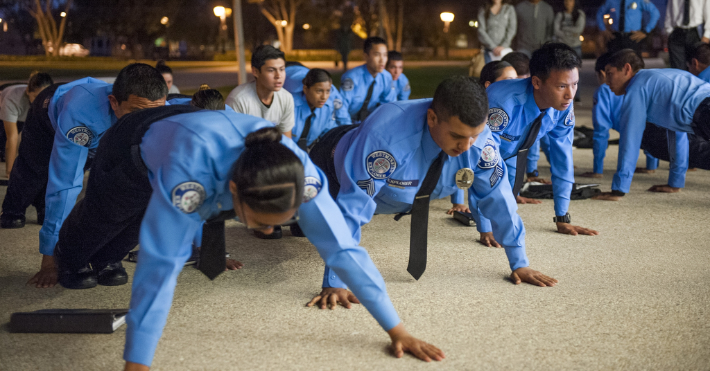 The Explorers of Westminster PD do physical training as part of their bi-monthly meetings. Photo by Miguel Vasconcellos/Behind the Badge OC 