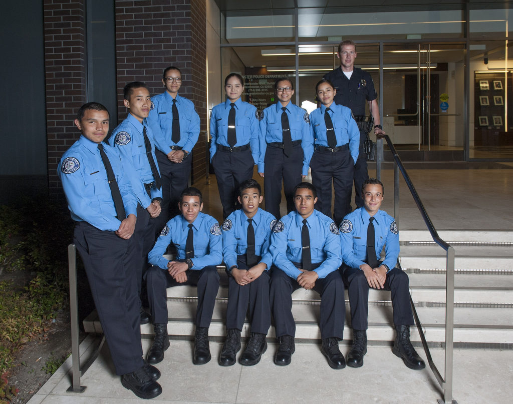 Ten of the 12 Westminster Police Explorers who attended the Police Explorer Academy in the City of Orange. Photo by Miguel Vasconcellos/Behind the Badge OC 