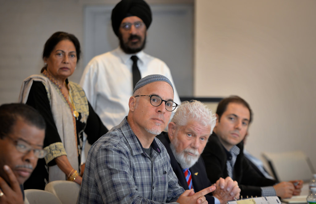 Members attend an Interfaith Advisory Council Meeting held at the Sikh Center of Orange County. Photo by Steven Georges/Behind the Badge OC