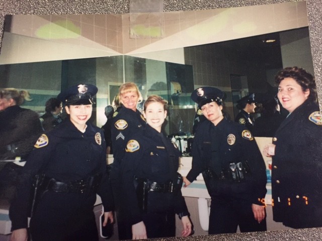 Det. Pam Hardacre, back center, poses with her colleagues from the Tustin Police Department. Hardacre is the first female employee to serve a full 30 years. Photo courtesy Pam Hardacre