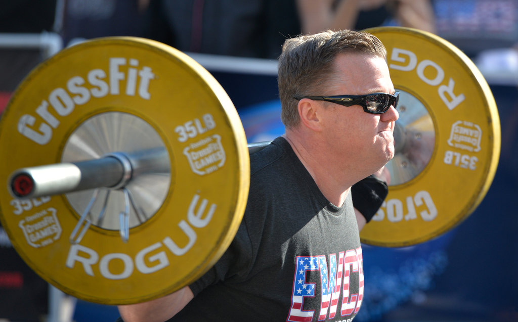 Anaheim PD Lt. Eric Trapp of team Brass With No Gas in the 2nd Annual APD Guns N Hoses Fitness Competition. Photo by Steven Georges/Behind the Badge OC