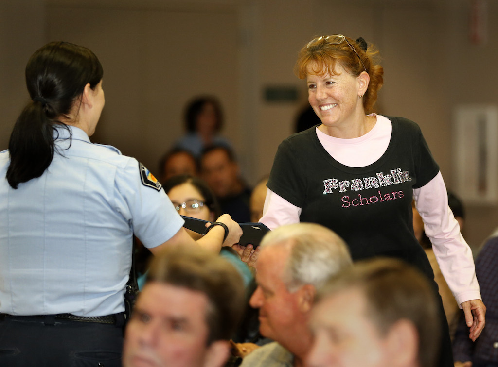 Several community members were given awards at the Tustin Police Department's Block Captain's meeting for local residents. Photo by Christine Cotter/Behind the Badge OC 