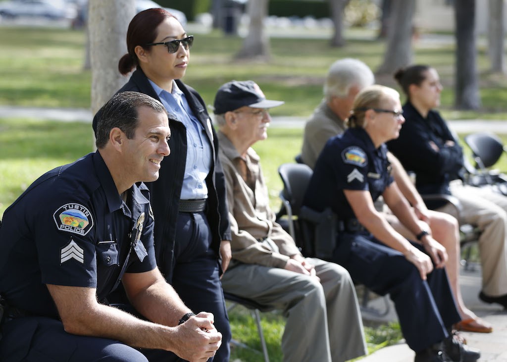 Sgt. Sean Quinn, Supervisor Thao Nguyen and Officer Bonnie Breeze were among the members of the Tustin Police Department who challenged members of the Senior Center in a bocce ball tournament. Photo by Christine Cotter/Behind the Badge OC 