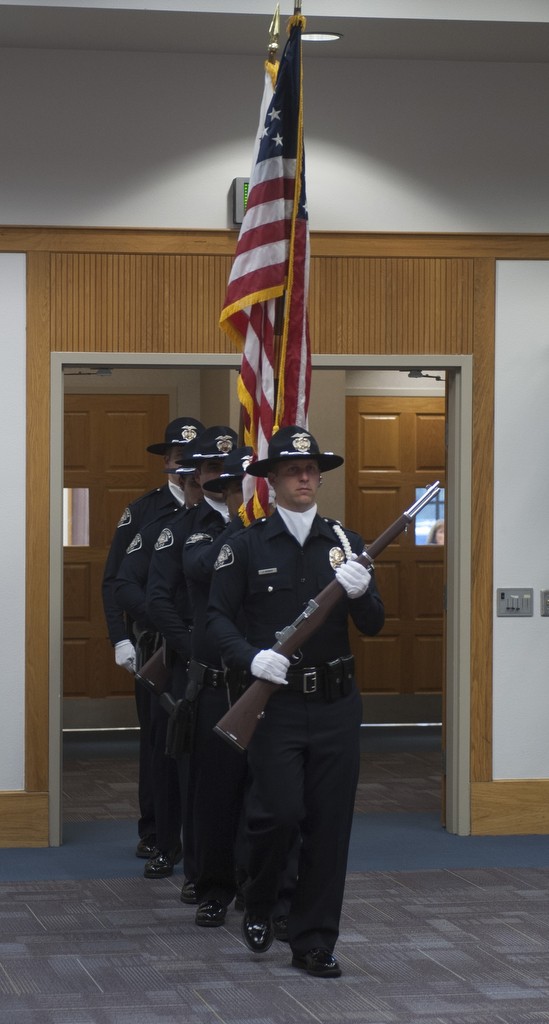 La Habra Police Department Color Guard marches in during the 2016 Awards ceremony. Photo by Miguel Vasconcellos/Behind the Badge OC 