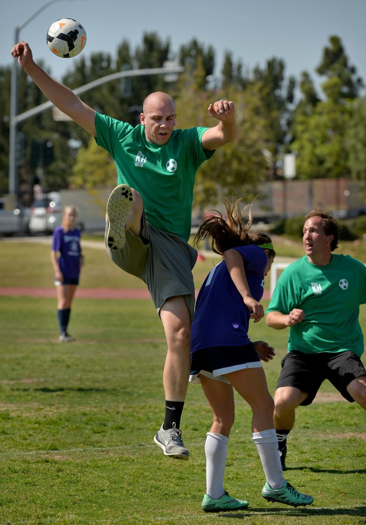 Tustin and Irvine police play a charity soccer game against Beckman High School to raise money for Lafora Disease and honor Kelsey Harris. Photo by Steven Georges/Behind the Badge OC