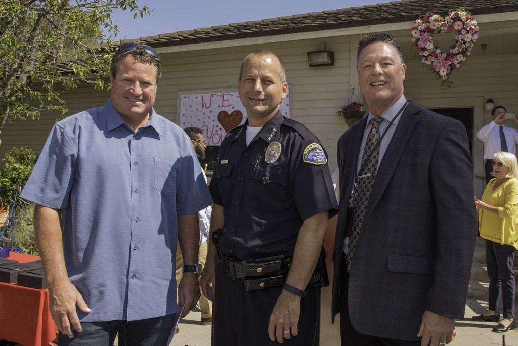 Brett Barnes, owner of Duke’s Restaurant, Robert Handy, Huntington Beach Police Chief, and Captain Bill Stuart of the Huntington Beach Police Department at Community Service Programs’ Huntington Beach Youth Shelter’s 10-year anniversary celebration, where more than 100 community members and CSP supporters proudly gathered on Tuesday, June 7 to hear the positive impact and resources the youth shelter has provided over the years to more than 1,100 sheltered youth and their families. /Photo by Kait McKay Photography  