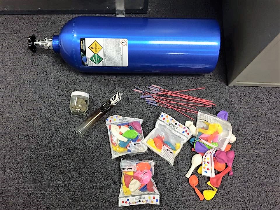 Fullerton Police on Thursday seized an illegal nitrous oxide tank along with illegal fireworks and marijuana.