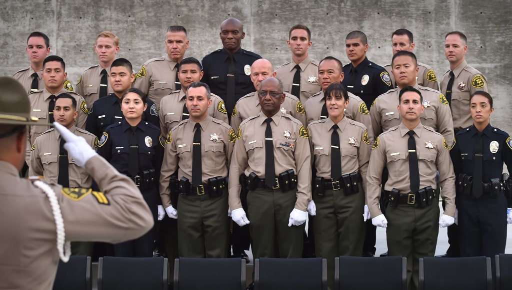 The LA Sheriff Department’s Biscailuz Training Academy graduating class is dismissed for the last time at the end of the graduation ceremony. Photo by Steven Georges/Behind the Badge OC