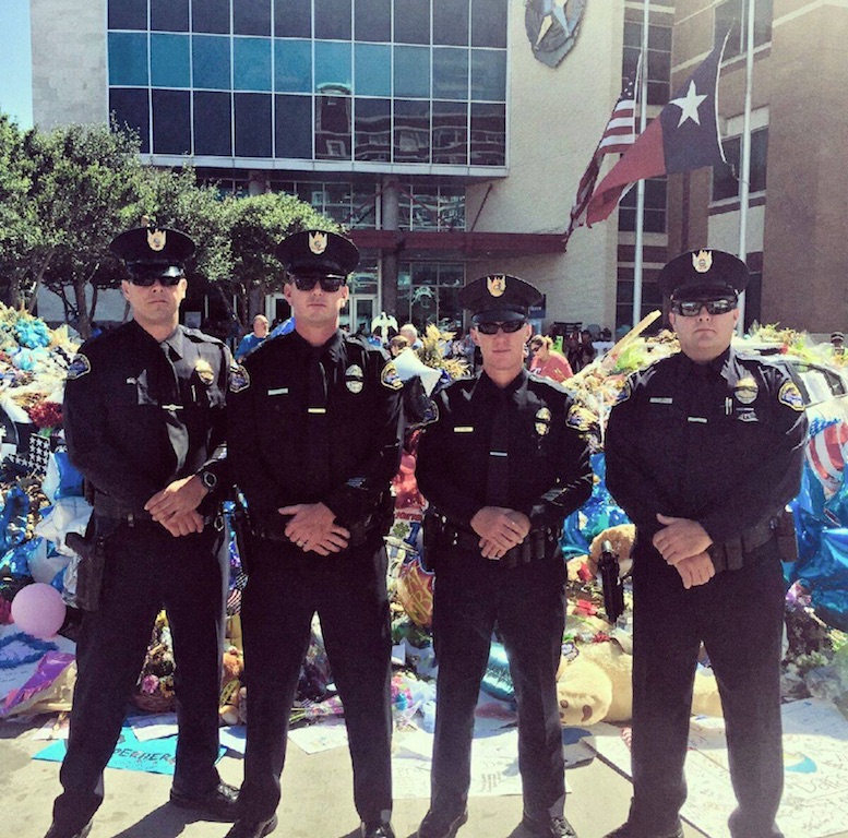 Members of the Huntington Beach PD traveled to Dallas to honor the five officers killed in a targeted attack during a Black Lives Matters protest July 7. Photo courtesy HBPD. 
