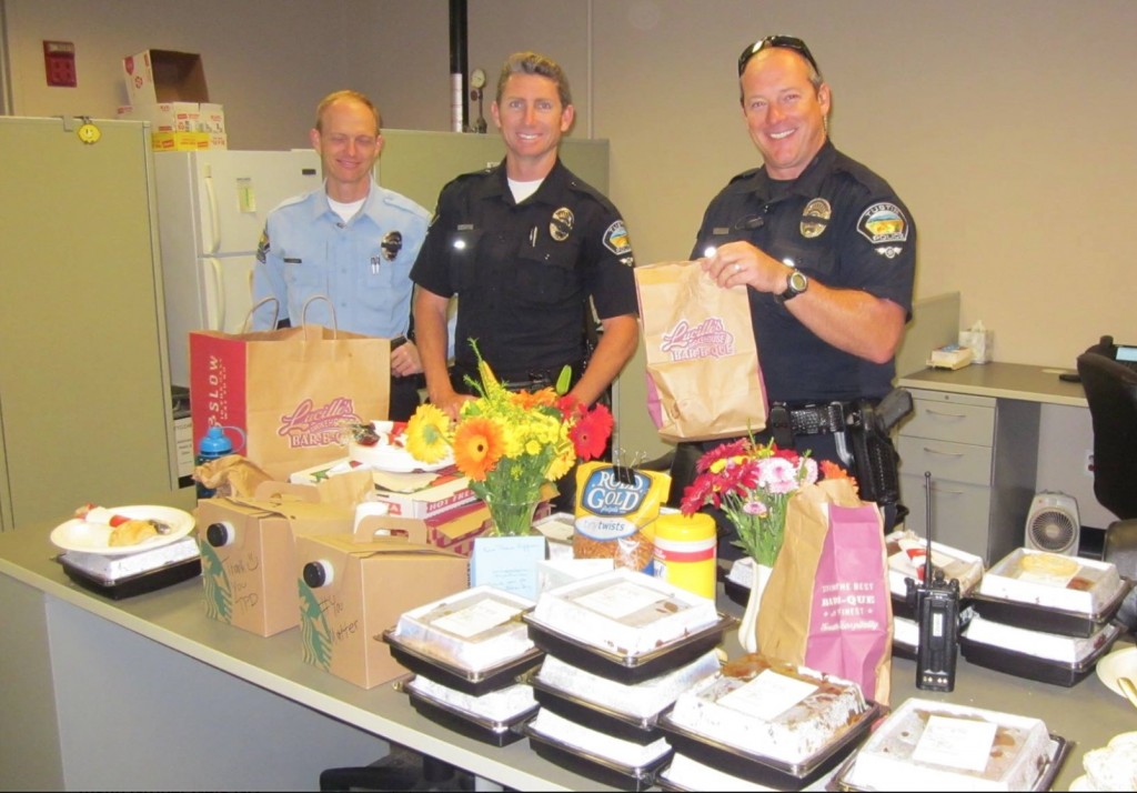 Residents dropped off food, coffee and desserts to the Tustin Police Department to show their support of the work they do. Photo courtesy Tustin PD. 