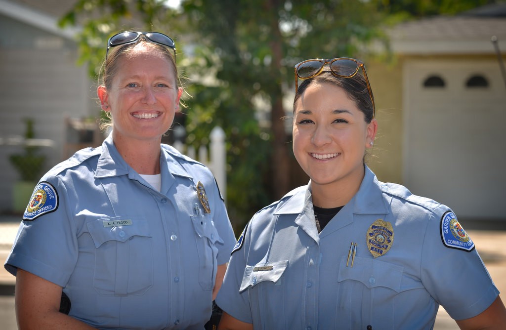 Garden Grove Community Service Officers (CSO) Kari Flood, left, and Summer Bogue. Photo by Steven Georges/Behind the Badge OC