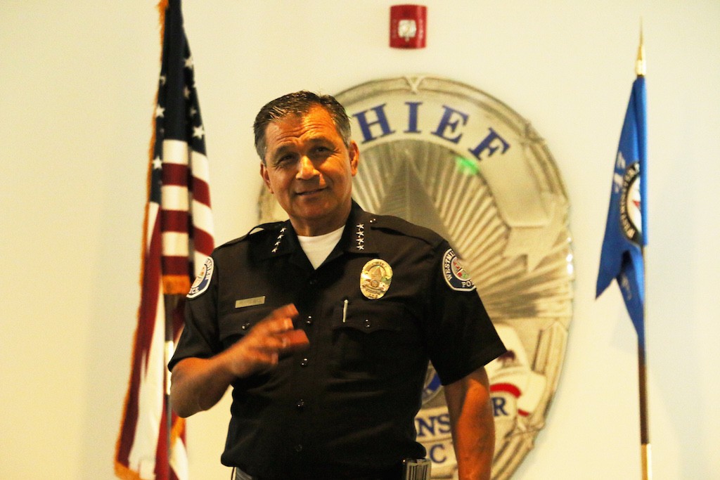 Roy Campos, Westminster PD's Interim Police Chief, is in his fourth assignment as an interim chief. He said he feels an excitement when called to serve and is proud to share his nearly 40 years of law enforcement experience with Westminster PD. Photo courtesy Westminster PD. 