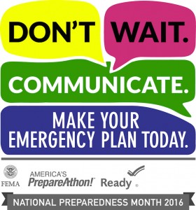 The logo for National Preparedness Month 2016 with space to customize for regions/states logos.