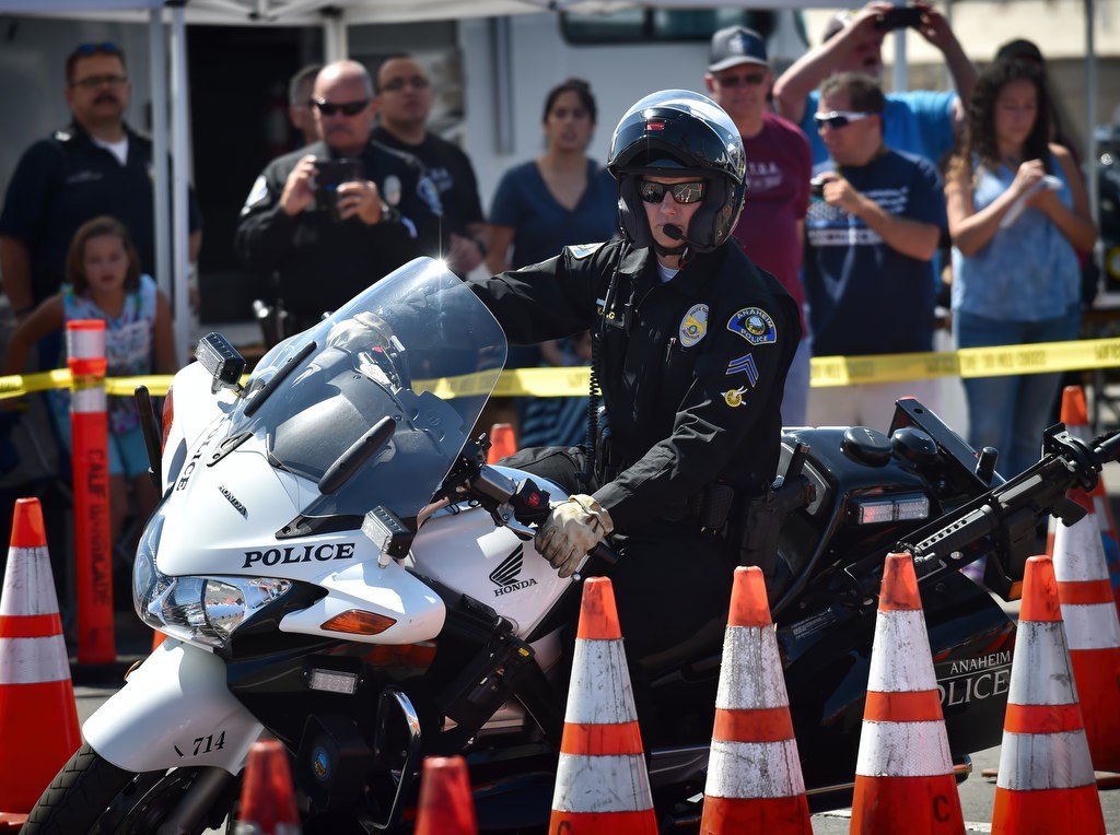 Anaheim PD’s Tony Karg competes during the 2016 OCTOA (Orange County Traffic Officers Association) Motor Rodeo at Huntington Beach. Photo by Steven Georges/Behind the Badge OC