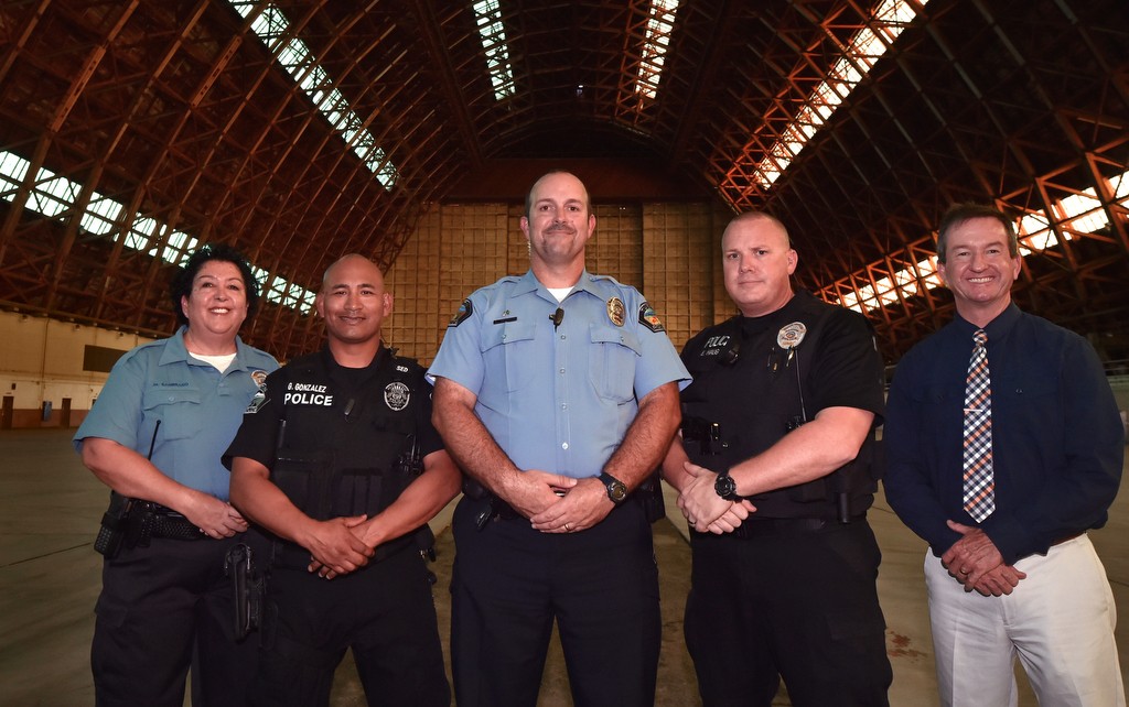 ARMY: Police Services Officer Marcella Sanbrano, Officer Gus Gonzalez, Police Services Officer Steve Giddings and Det. Eric Haug are veterans of the United States Army. 