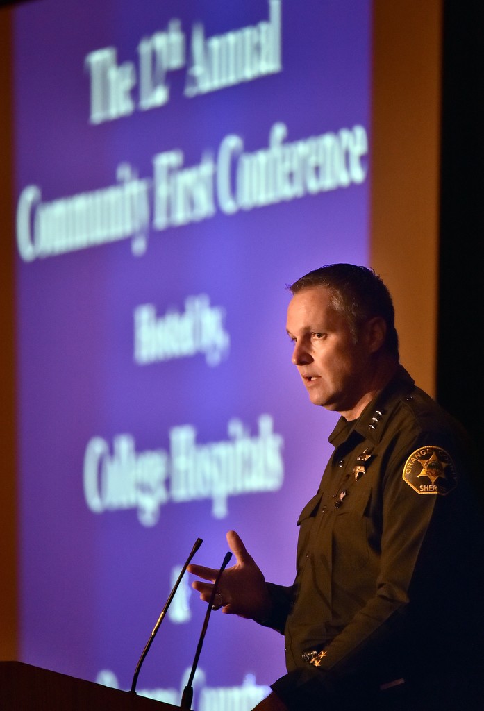 Orange County Undersheriff Don Barnes talks about heroin and opioid trends in the community during the 12th Annual Community First Conference. Photo by Steven Georges/Behind the Badge OC